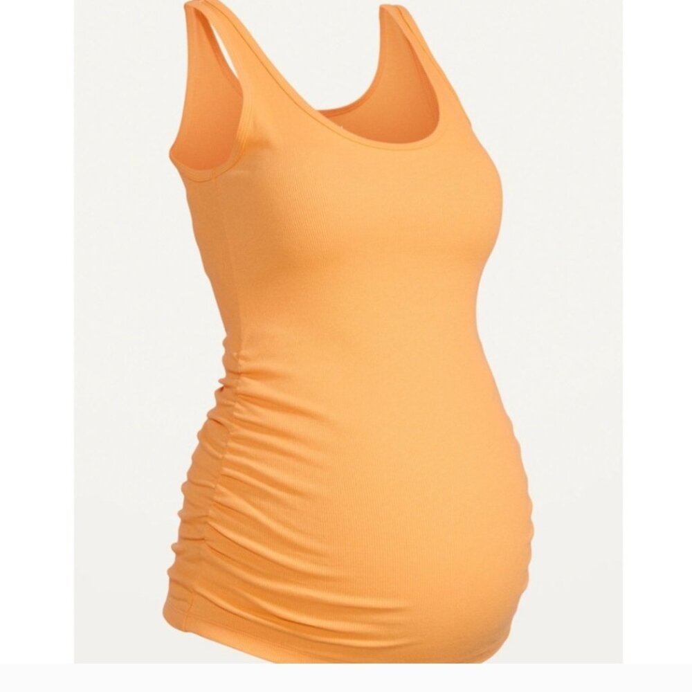OLD NAVY MATERNITY FIRST LAYER RIB-KNIT SIDE SHIRRED TANK TOP MEDIUM